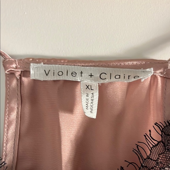 Silk Pink Camisole with Black Lace Trim - Picture 2 of 2